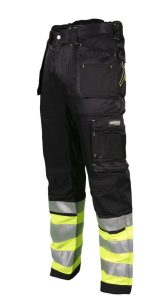 Vinnubuxur DURA TWILL Svartar/Gular